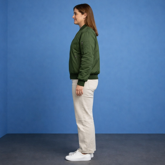 Damen Bomberjacke Olivgrün - Klassische Pilotenjacke im Military-Style