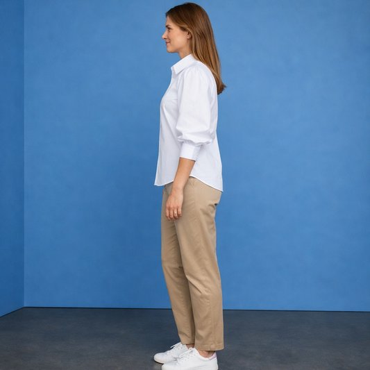 Damen Bluse Weiß mit Puffärmeln - Moderne Business-Bluse im Statement-Look