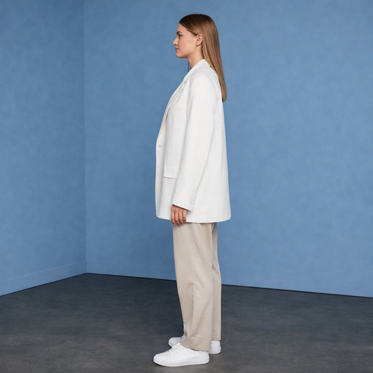 Damen Oversized Blazer Weiß - Langer Business-Blazer im modernen Schnitt