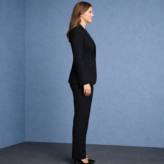 Damen Blazer Schwarz - Taillierter Business-Blazer mit Einknopfverschluss